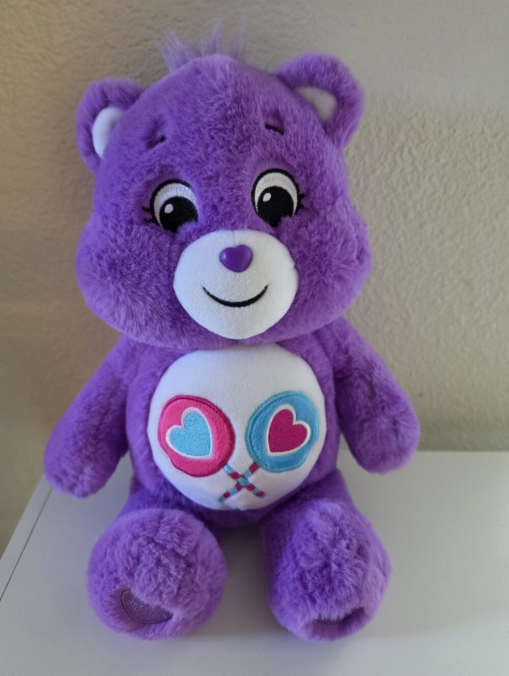 Care Bears Share Bear Plush Purple Heart Lollipops 14" Basic Fun 2021
